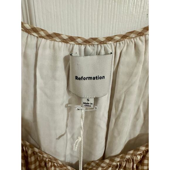Reformation Roland Dress Anzo Check Midi Gingham Size Small New - Picture 5 of 13